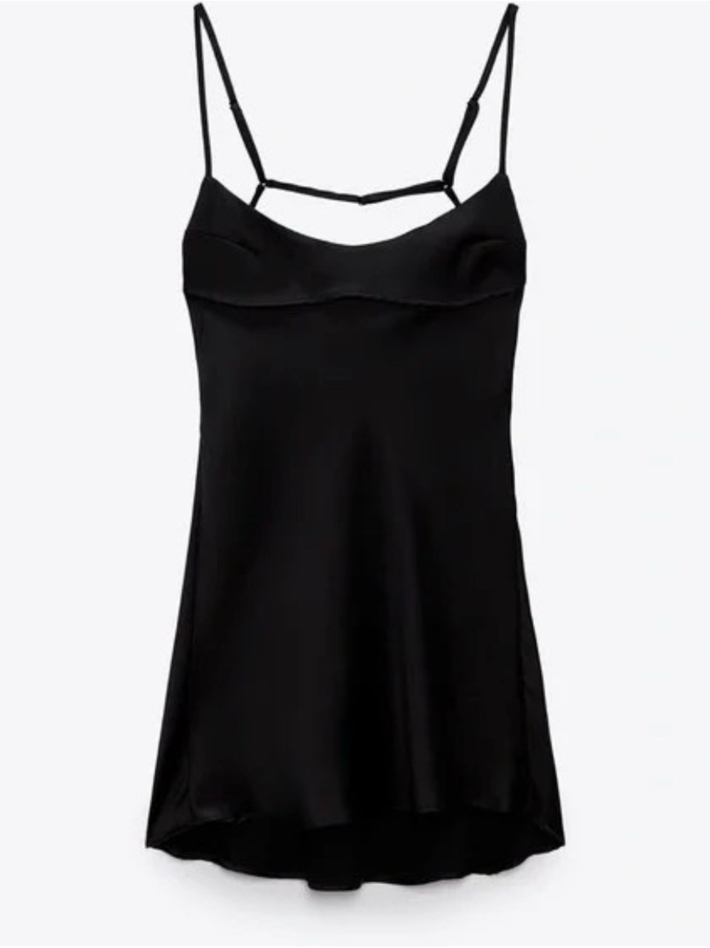 Zara Viral Black Satin Cut-Out Mini Dress Open Back Size M